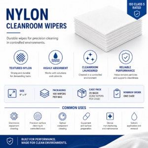 ISO 5 Rated Nylon Cleanroom Wipers